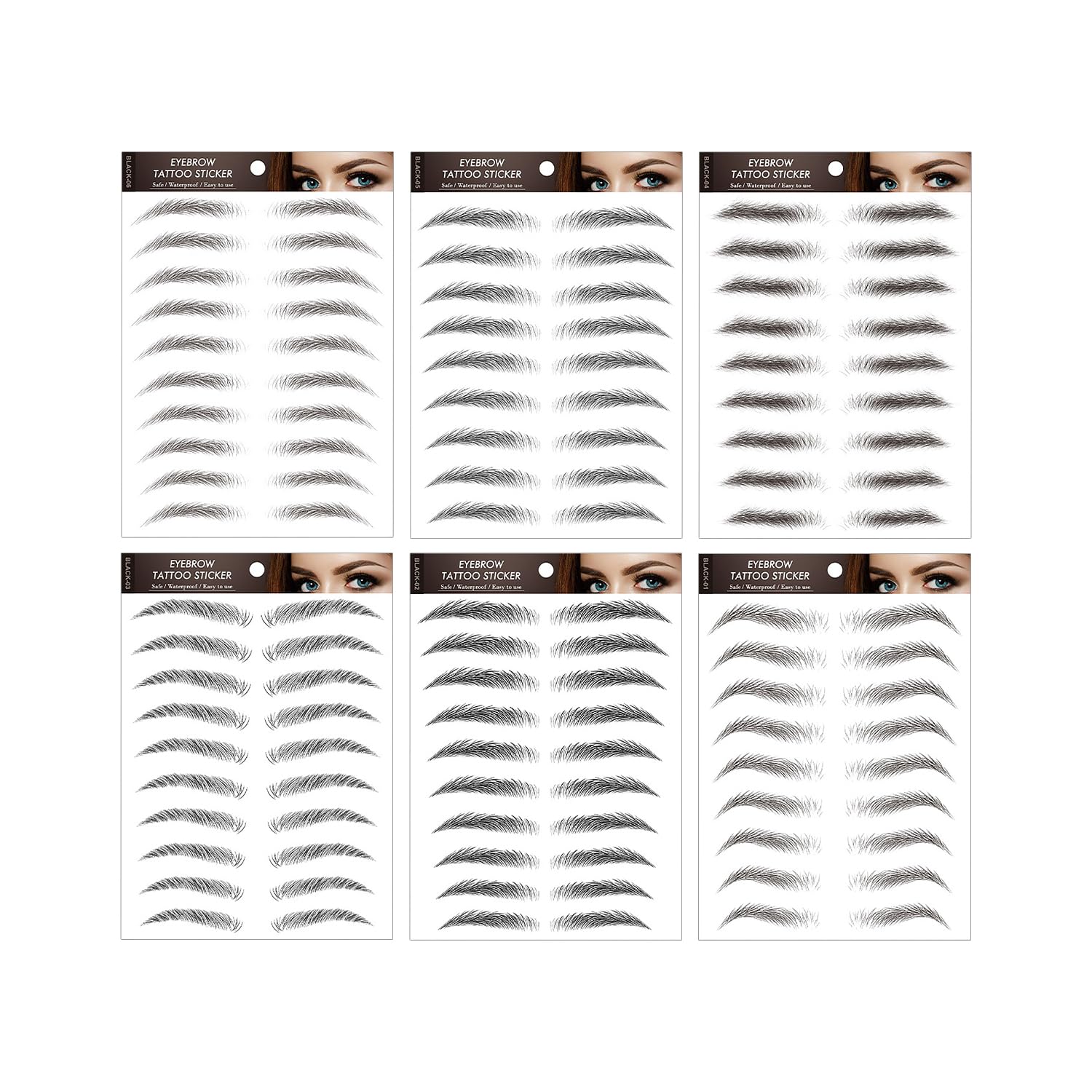 Rumyve6pcs 4D Hair-like Waterproof Natural Fake Eyebrow Stickers,Eyebrow Tattoo Stickers for Female Girls Beauty Beginners