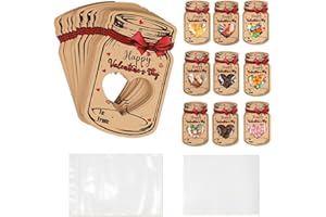 Valentine Cards Classroom Jar Theme Set 48 Pcs with 48 White Gift Bags 40 Glue Strips 9x15cm Eco-Friendly Exchange Cards for 