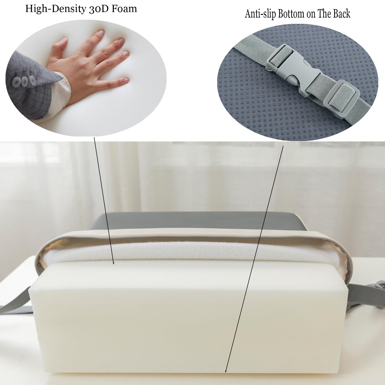 Toddler Dining Table Booster seat, PU Washable Waterproof Double seat Belt Non-Slip Bottom Booster seat for Dining Toddler, Portable Travel Increase Cushion