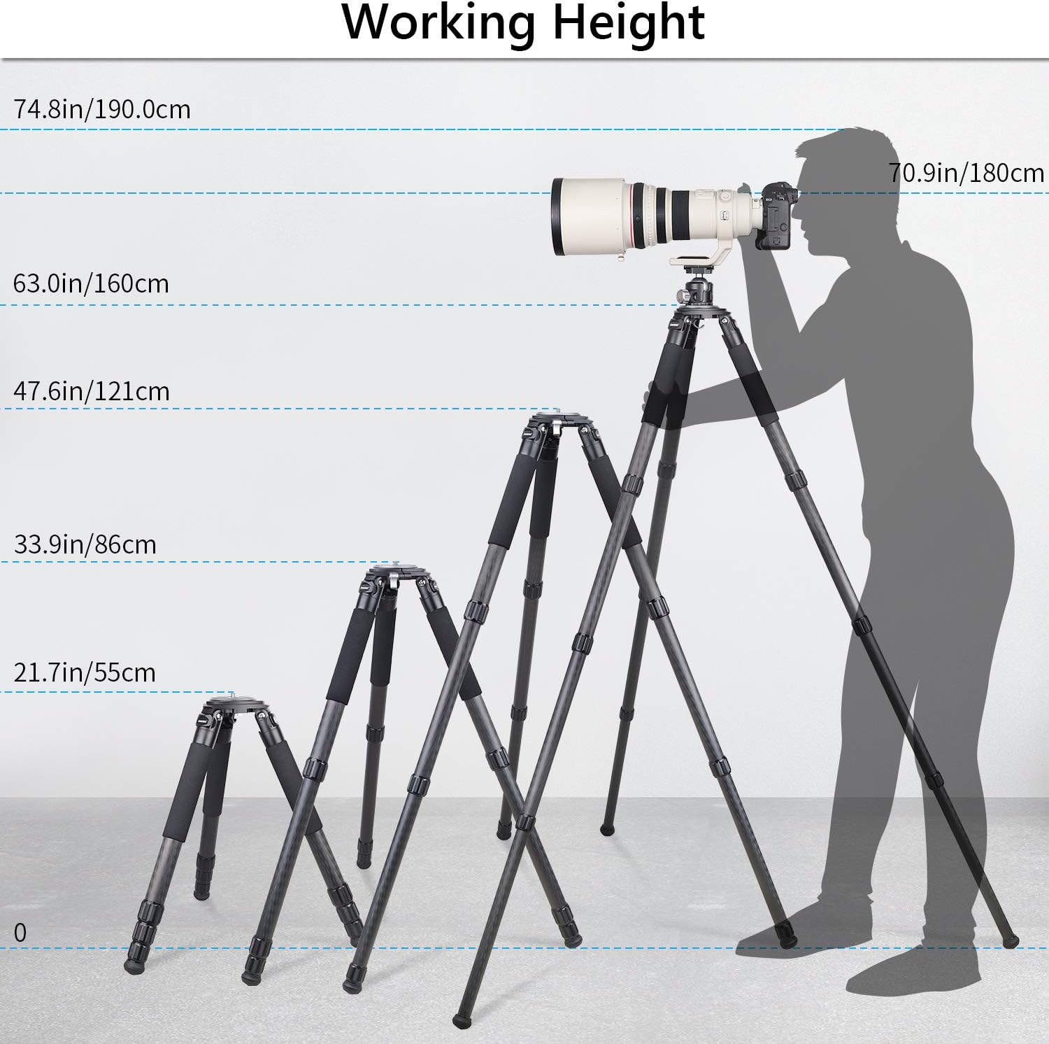 Carbon Fiber Bowl Tripod, INNOREL RT-90C Heavy Duty Bowl Tripod with 75mm Bowl and Bowl Adapter, 40mm Leg Tube Ultra Stable Professional Camera Tripod Max Load 88 Pounds/40kg Camera Stand : Camera & Photo