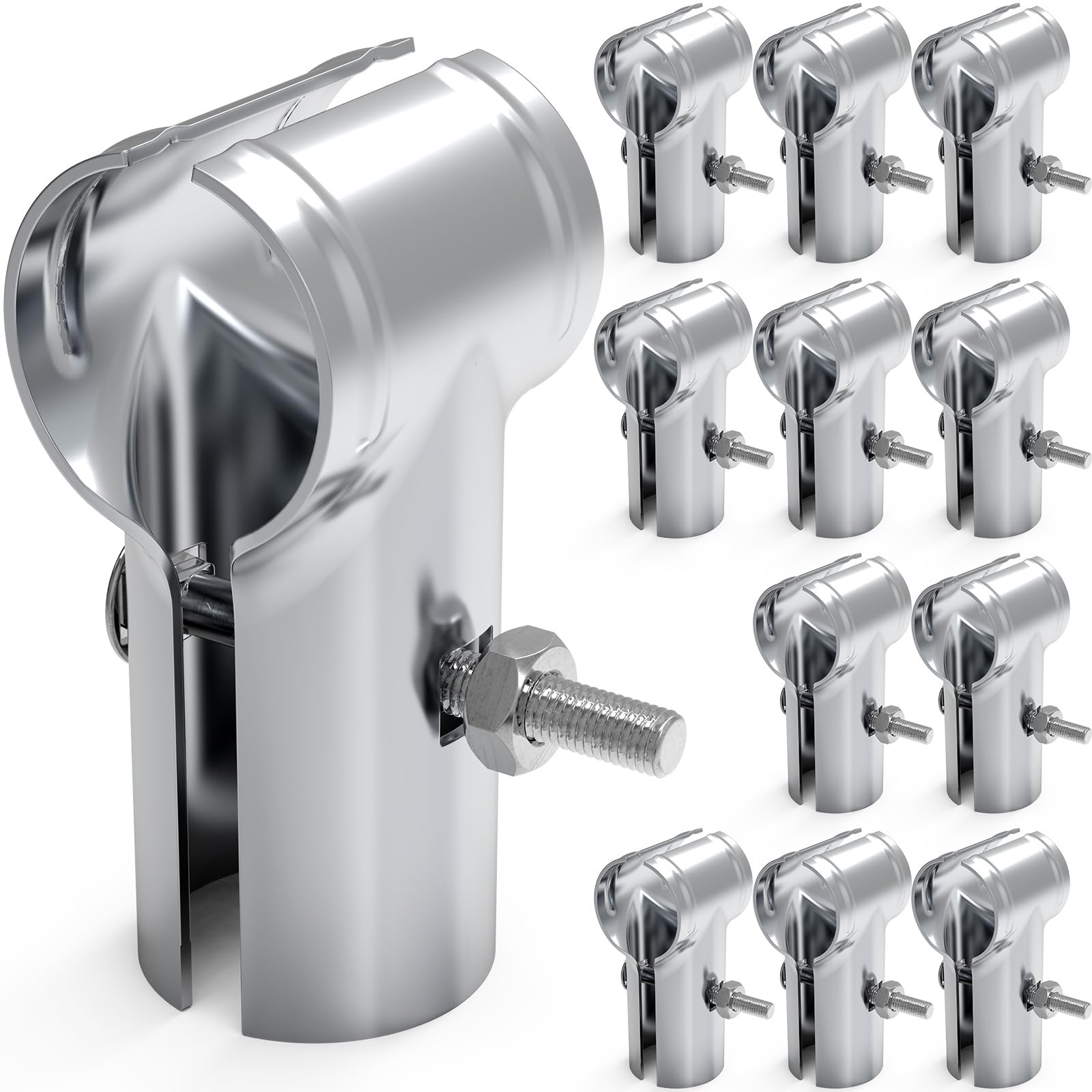 Photo 1 of IRENPORU 12 Pcs End Rail Clamps 1-3/8", T Pipe Clamp for 1-3/8" OD Pipe Chain Link Fence End Rail T Clamp Panel T Clamps Chain Link Fence Parts