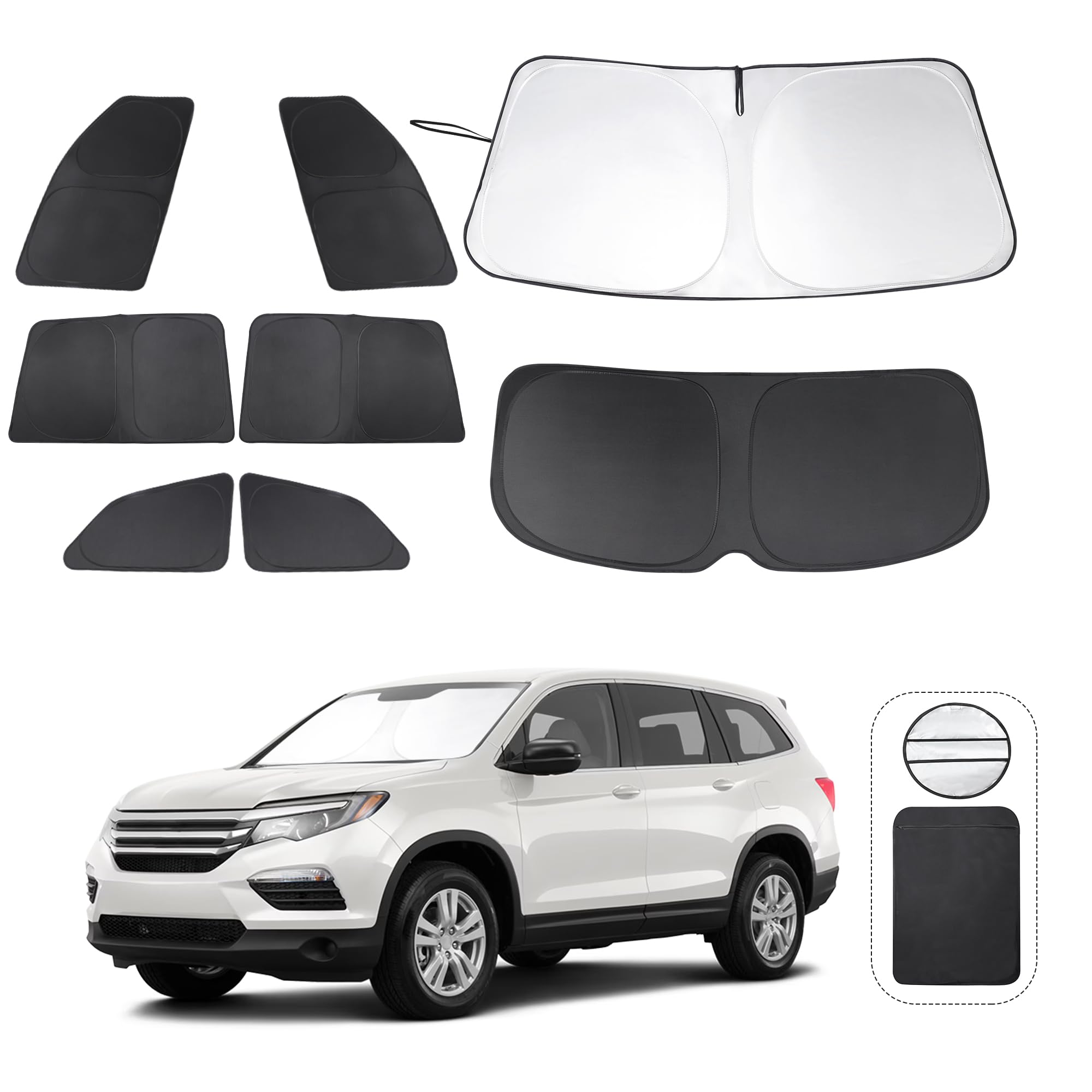 Photo 1 of TINGLU Window Shades for Honda Pilot 2016-2025 EX-L Special Edition Elite Black Edition Touring Accessories Car Side Full Windows Rear Windshield Sun Shade Camping Sun UV Rays Privacy Protection 8PCS