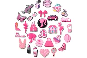 NEVEGE 32 PCS Pink Shoe Charms for Girls Women PVC Pink Shoe Decoration Charms Cute Shoe Charms Bag Charms Pink Charms for Teens Kids Birthday Party Gifts