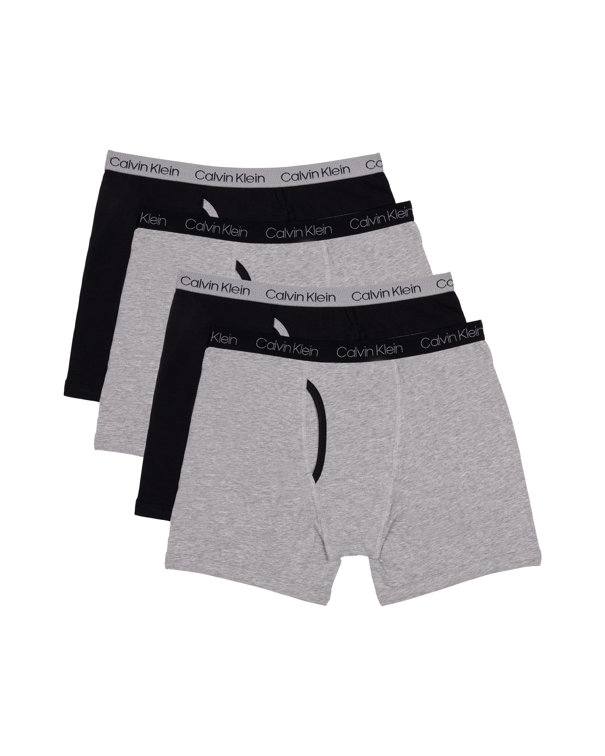 Calvin Klein Kids Boys' Modern Cotton Boxer Brief Underwear 4-Pack, Heather Grey/Black, X-Small Image