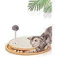 LMUGOOS Cat Scratcher, Cat Natural Sisal Scratching Pad, Kitten Interactive Toy with Ball Track Spring Ball for Chasing Hunting Mental Physical Exercise Puzzle