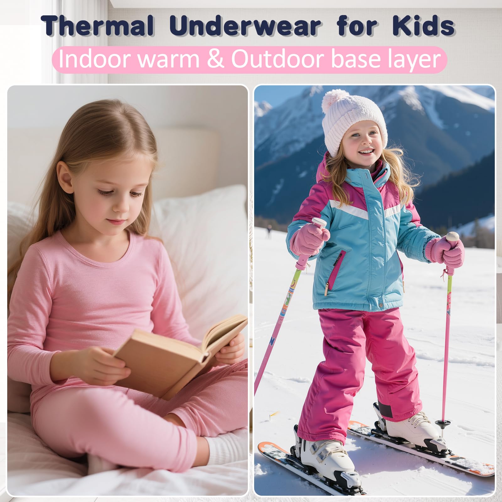 American Trends Thermal Underwear for Kids Toddler Winter Base Layer Long Johns Sets for Girls Boys