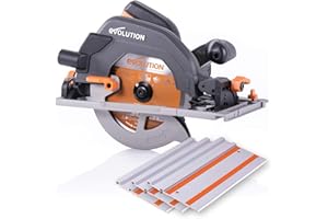 Evolution Power Tools Circular Saw | Track Saw Kit | 7-1/4" Multi-Material Cutting Blade | 3-Piece 40-Inch Track | Cut Wood, 