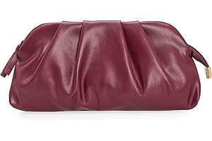 CHARMING TAILOR Chic Soft Vegan Leather Clutch Bag Dressy Pleated PU Evening Purse for Women