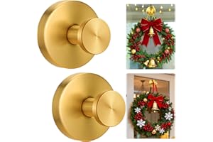 Mity rain Suction Cup Hooks for Door Wreaths, Reusable Metal Wreath Hangers for Front Door Glass Windows, Strong Hold No-Drill Wreath Holder Ideal for Holiday & Christmas Door Decorations（Gold）