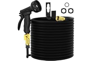 WYEWYE Garden Hose Expandable Water Hose 100FT No-Kink Retractable Long Hose, Lightweight Flexible Hose With 10 Standard Function Nozzle,Super Latex Core Flex Hose Outdoor Watering Equipment Black Hose