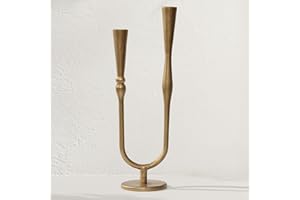 SHOHAYTO Cast Iron Candelabra, Antique Brass Metal Candlestick Holder, Elegant Wedding & Event Candle Stand, Vintage Decorative Candelabra for Home & Dining Room