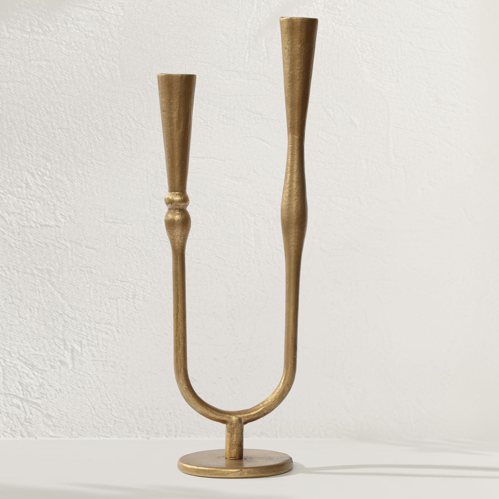 Photo 1 of Cast Iron Candelabra, Antique Brass Metal Candlestick Holder, Elegant Wedding & Event Candle Stand, Vintage Decorative Candelabra for Home & Dining Room
