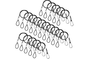 EOERE 20 PCS 25"(65cm) Safety Cable, Black Coated Braided Stainless Steel Security Rope for DJ Stage Par Light, Max.Load 110 lb