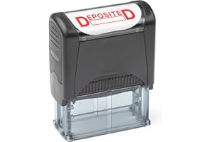 INVERA Self Inking Rubber Stamp, Refillable Red Ink Preinstalled - (9/16" x 1-1/2") (Deposited)