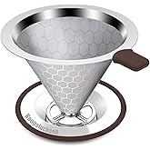 Roogaluckeep Pour Over Coffee Dripper, Stainless Steel Coffee Filter, Paperless Reusable Coffee Filter, Metal 600 Mesh Strain