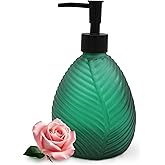VKSG Glass Soap Dispenser for Kitchen, 500ML Hand Soap Dispensers Pump Bottles, Shower Liquid Soap Dispenser for Bathroom Hand Dish Shampoo and Conditioner Laundry Lotion Dispenser(Dark Green)