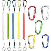 WTGID Carabiner Anti-Lost Rope,Spring Lanyard,Kayak Paddle Leash,Spring Coil Keychain,Retractable Length 10.6 inches,Fishing Lanyard,Retractable Tool Lanyard,Coiled Lanyard,5pcs