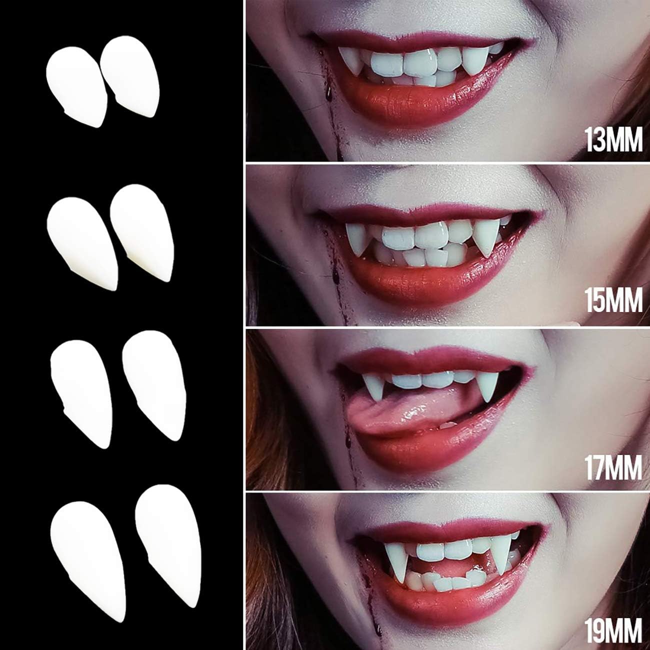 SKRYUIE 4 Pairs Vampire Teeth Fangs Dentures Cosplay Props