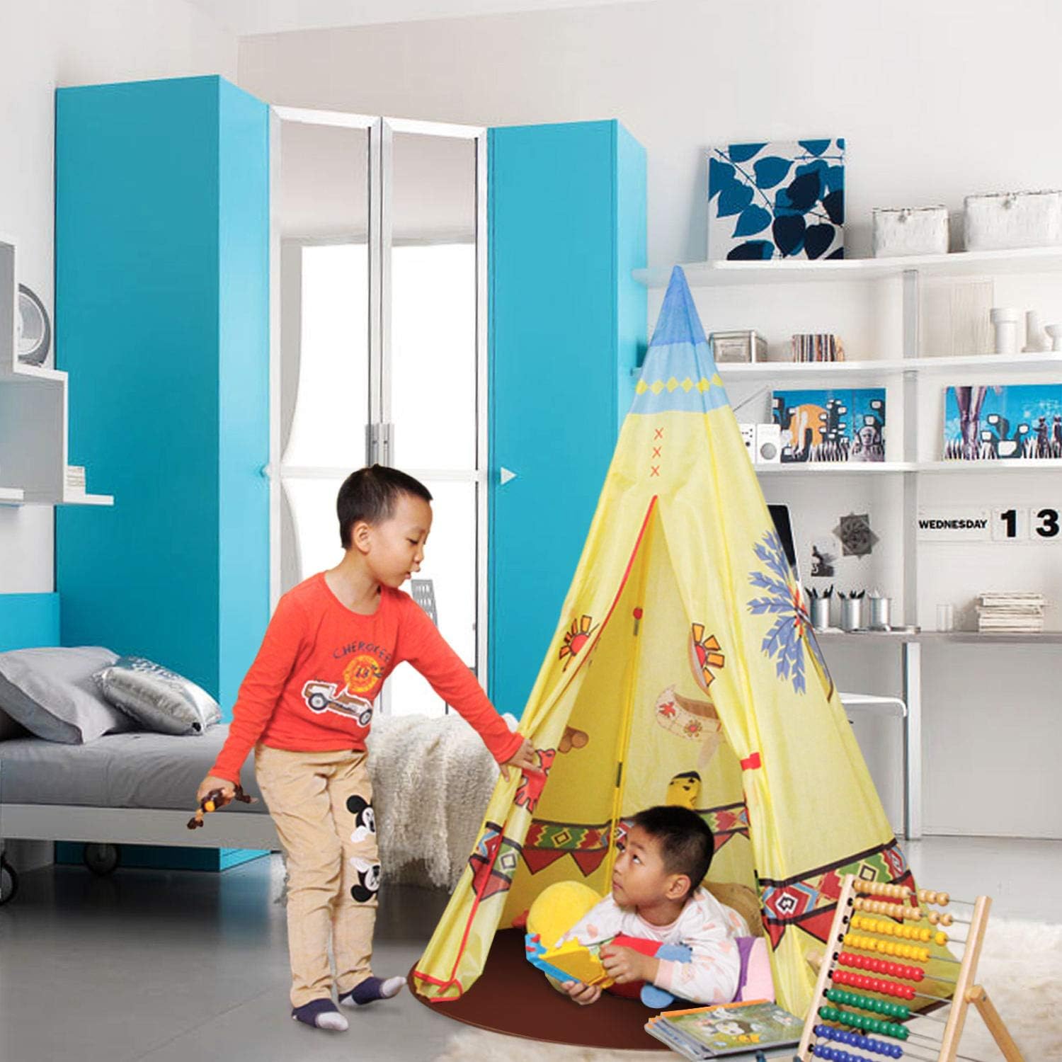 ALPIKA Castle Play Tent Indoor Outdoor Kids Playhouse for Children (Yellow)