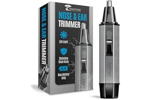 ToiletTree Products Nose Hair Trimmer with LED Light - Stainless Steel, Heavy-Duty Casing - Ear & Nose Hair Trimmer - Men's Grooming Trimmer for Beard, Eyebrows, and Ears