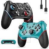 Diswoe Switch Controllers, 2 Pack Wireless Pro Controller for Switch 2/Lite/OLED with Mappable Buttons, Hall Effect Gaming Controller for PC/Android with Motion Control/Vibration/Turbo/Wake Up