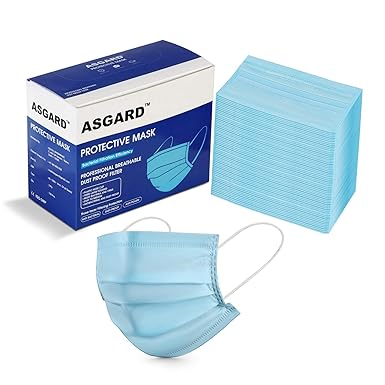 ASGARD 3 Layer Protective Face Mask with NOSE CLIP, Certified by CE, ISO & GMP with Bacterial