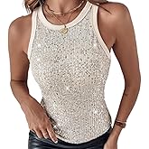 Novaorily Women Casual Sleeveless Sequin Sparkle Tank Tops Sexy Fashion O Neck Glitter Camisole Vest