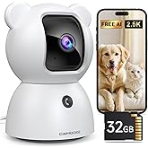 CINMOORE 4MP Camera for Home Security, Free 32GB SD Card, Non-Subscription AI Human/Pet/Crying Detection, 2.5K Dog Cat Pet Camera with Phone APP, 360° Coverage, 2-Way Talk, IR Night Vision, 2.4G WiFi