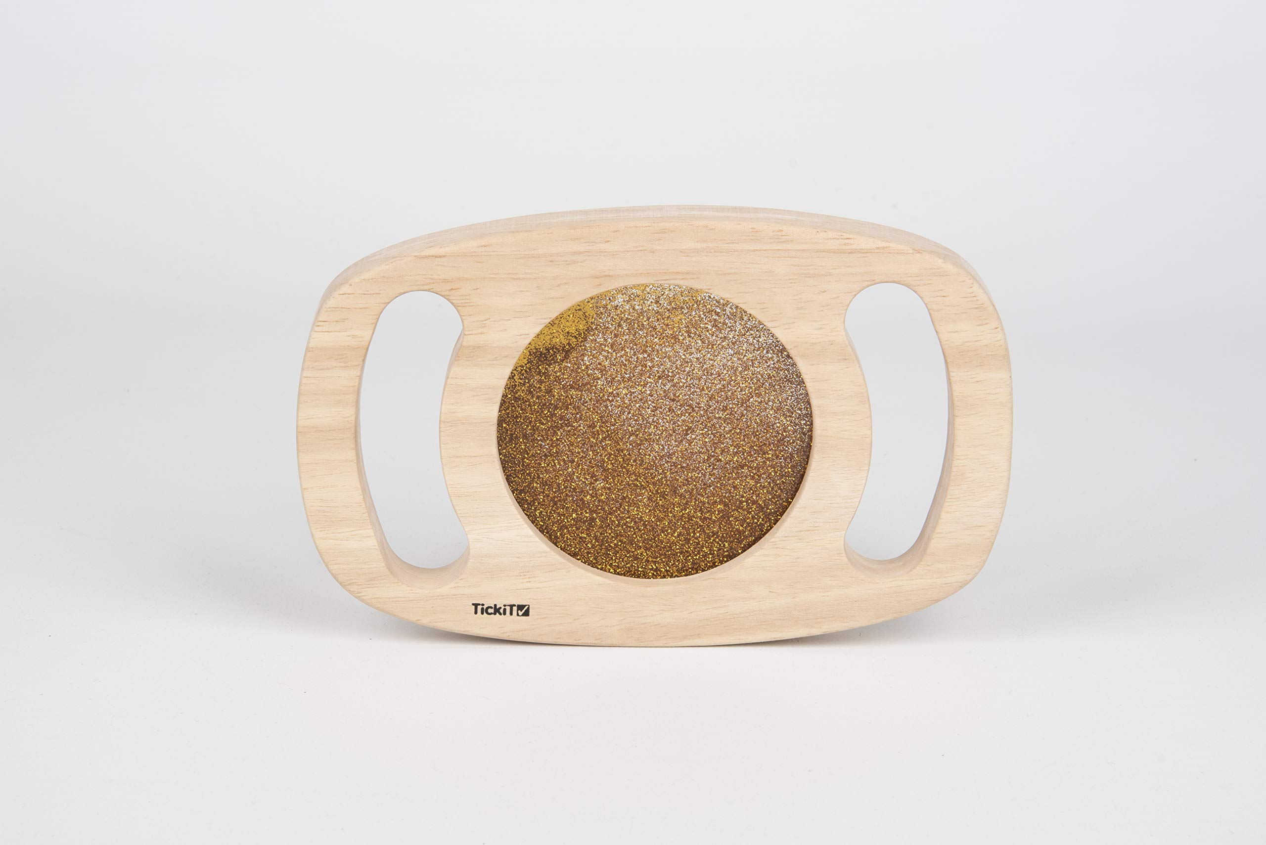 tickit Easy Hold Glitter Panel โ Gold Rubberwood Sensory Panel with Sparkling Glitter Insert for Sensory Discovery, Fine Motor Skills and Curiosity Development, Wood Color