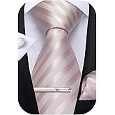 DiBanGu Mens Silk Necktie Solid Color Tie and Pocket Square Cufflink Tie Clip Set Woven Plain Ties for Men Wedding Party