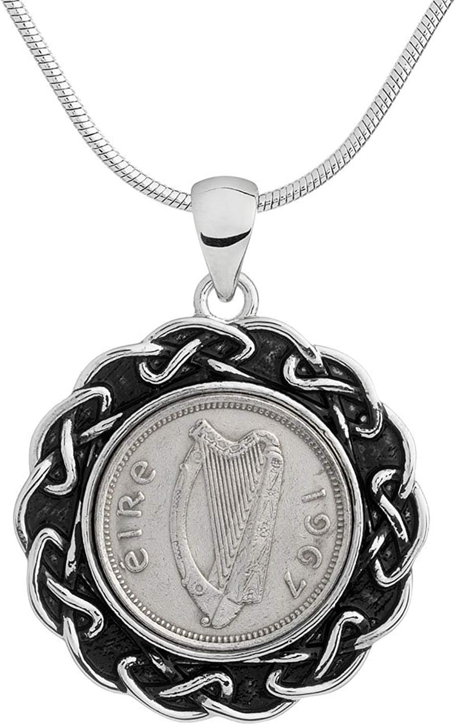 worldcoincufflinks - Pendant - Rhodium Plated - 1967 Lucky Irish Pendant- 54th Birthday Gift for Woman Guarantee