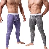 KAMUON Men’s Low Rise Pouch Underwear Pants Long Johns Thermal Bottoms Leggings