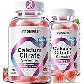 Calcium Citrate Gummies 1200mg with Magnesium,Vitamin D3, K2, Calcium Supplements for Women & Men- Easy to Digest, Vegan, Gluten Free,Sugar Free- Strawberry Flavor, 120 Calcium Gummies