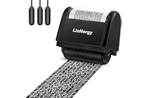 Identity Protection Roller Stamp LioNergy Roller Identity Theft Prevention Security Stamp with 3 Refills - Black