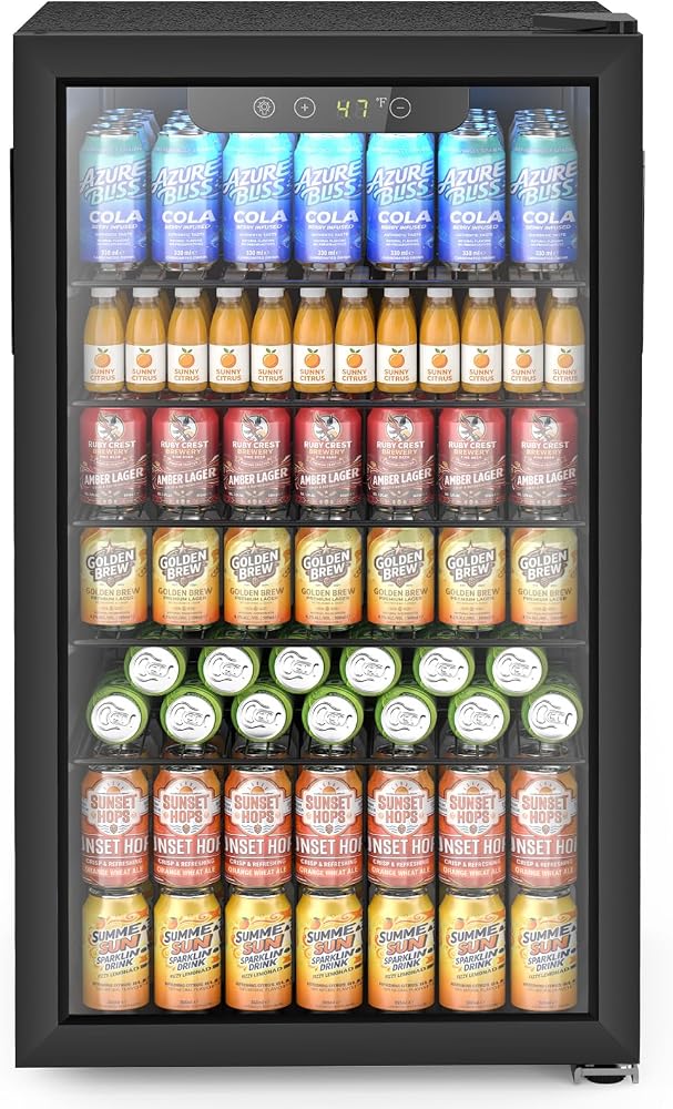 Electactic Mini Fridge 130 Can Beverage Refrigerator Cooler, 3.1 Cu.Ft Drink Fridge for Soda Wine Beer, Adjustable Temperatur
