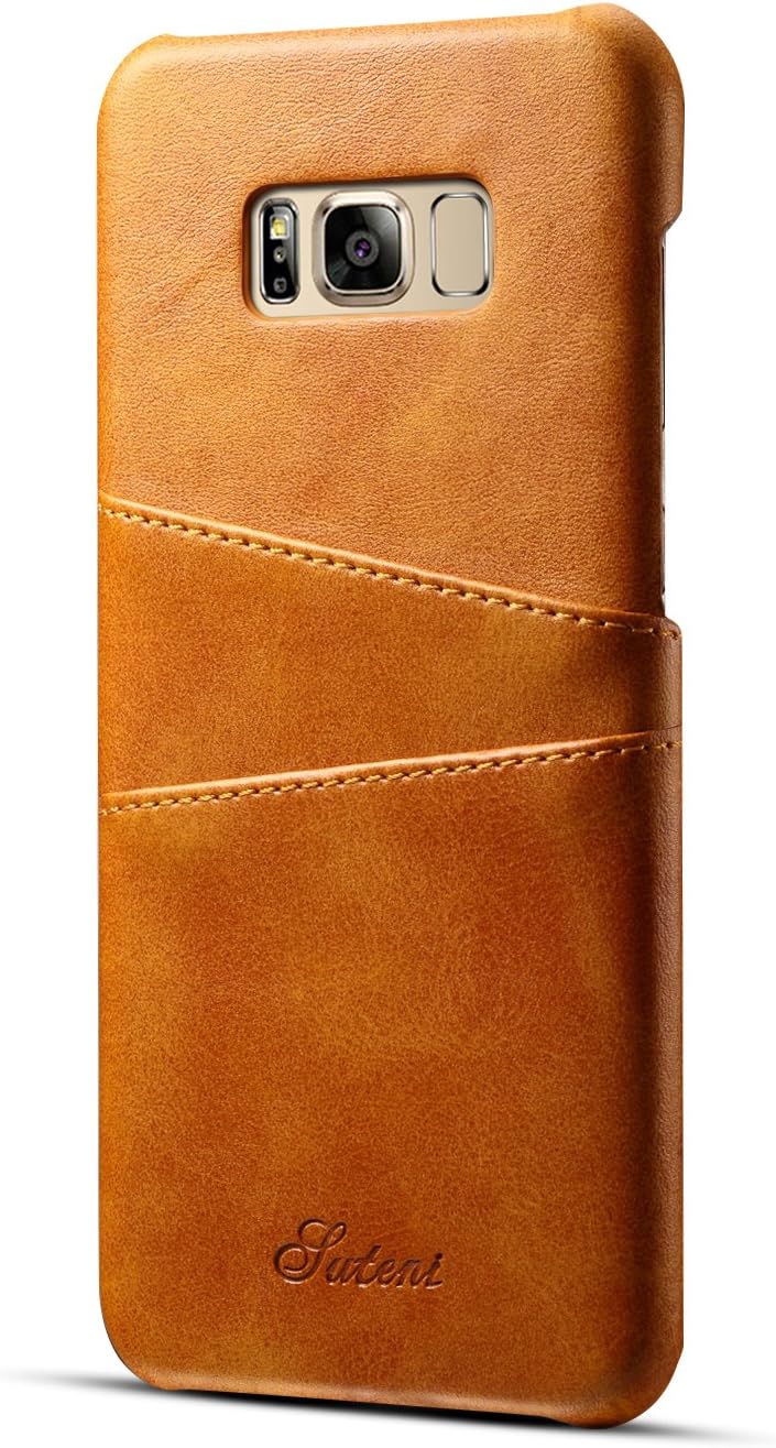 V.Empire Samsung Galaxy S8 and S8 Plus Wallet Phone Leather Slim Case with Card Holder (Khaki - S8+)