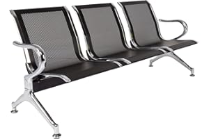 kinbor Waiting Room Chairs - 3 Seat Office Guest Reception Chairs Waiting Furniture Bench Seating for Airport, Bank, Hospital, Salon
