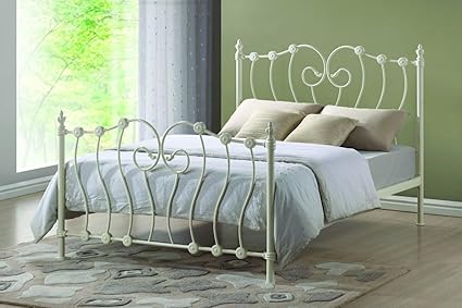 Metal Beds New London Double Classic Victorian Style Frame 4ft6 Ivory Bedstead Frame Amazon Co Uk Kitchen Home