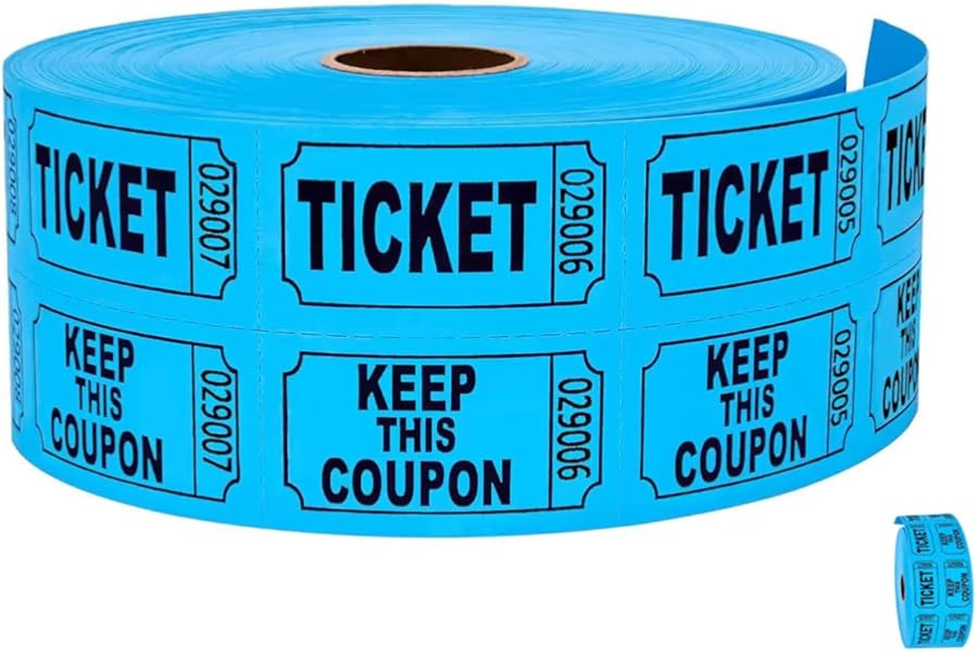 2000 Blue Raffle Tickets, 2 Rolls of 1000 – Double Tickets for Events, Fundraisers, Prizes, and More Yard, Garage & Car Drying 1