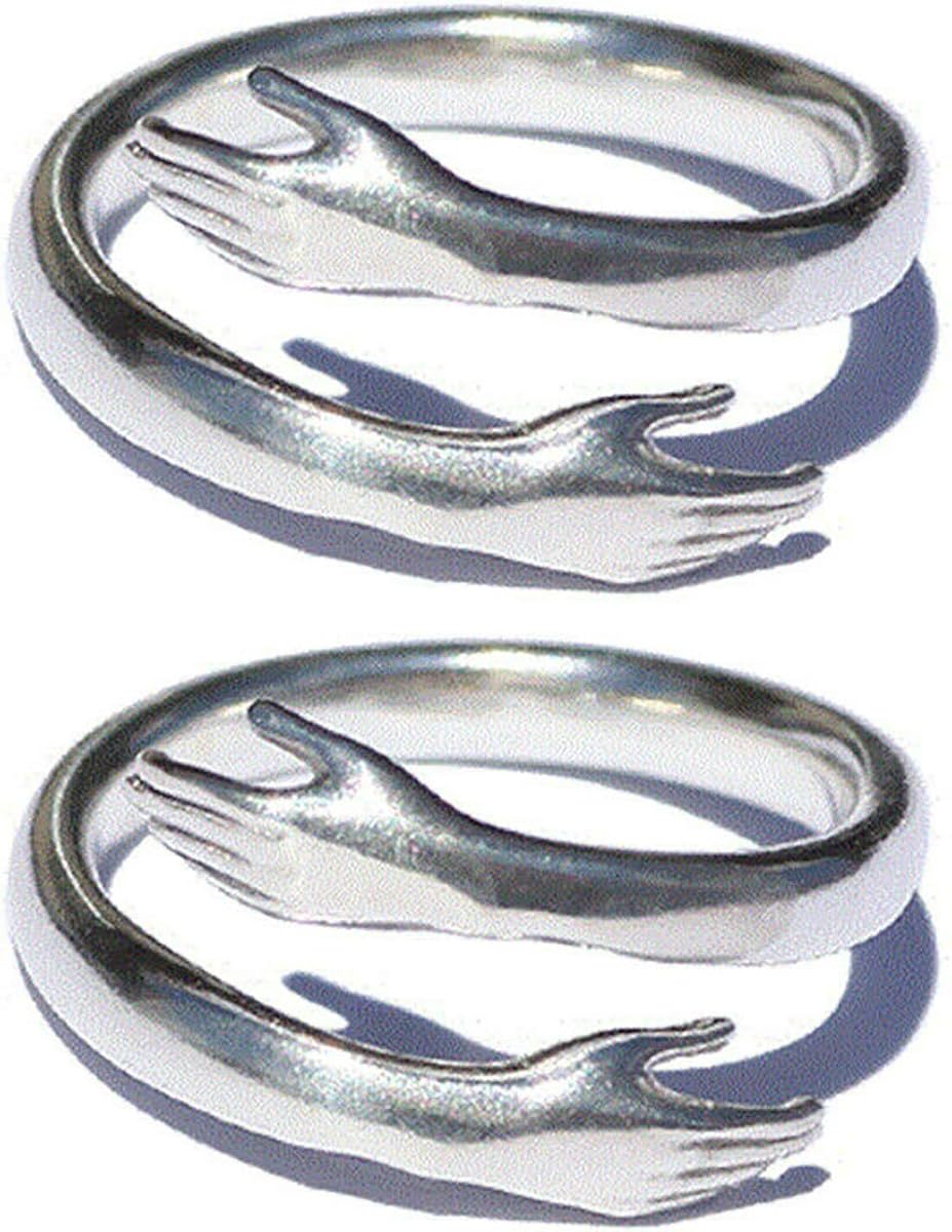 2/4/6Pcs Love Hug Ring Hug Hand Rings, New 925 Sterling Silver
