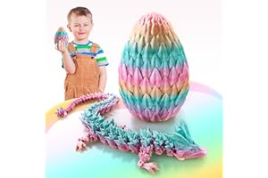 METUREBEAR Usoway 3D Printed Dragon, Crystal Dragon with a Dragon Egg, 15Inch Adults Fidget Dragon Toy, Articulated Dragon Decor for Home Office Car Desk, Gifts for Kids, Classroom Rewards (Rainbow), Large