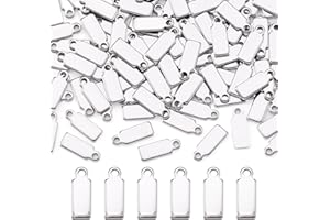 PH PANDAHALL Pandahall 100pcs Tiny 304 Stainless Steel Rectangle Blank Stamping Tags Pendants Charms 11x4x0.6mm for Bracelet Necklace Jewelry Making