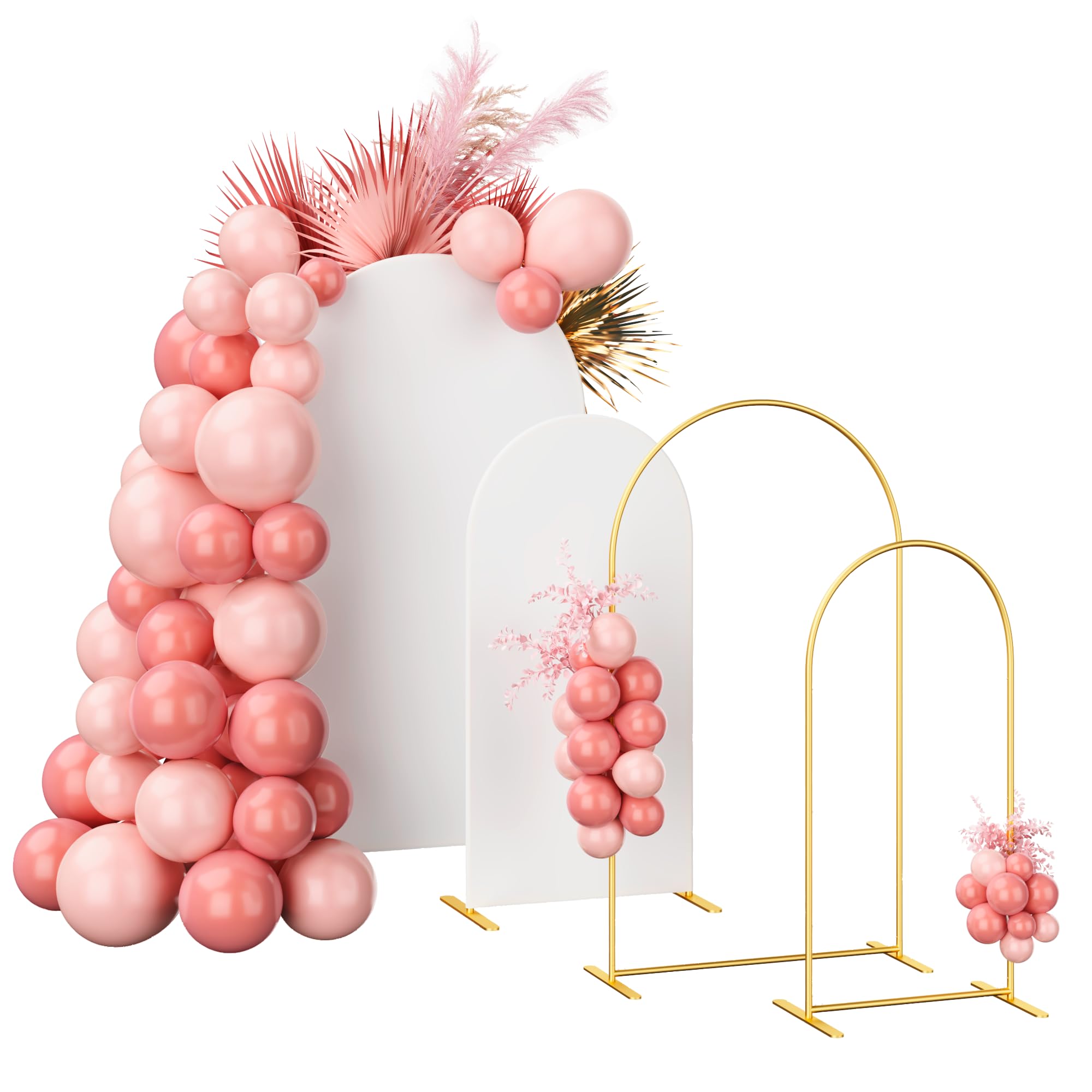 Photo 1 of Party Arch Backdrop Stand and Cover Set - 7.2ft & 6ft - Set of 2 Wedding Arch Stand or Baby Shower Backdrop - Arched Frame with Cover for Birthday Parties - Perfect for Event Planners