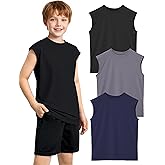 Somaibo 3 Packs Boys Athletic Tank Tops Breathable Mesh Undershirts Quick Dry Sleeveless Muscle T-Shirts for Kids