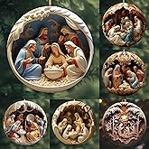 6Pcs Nativity Scene Ornaments, Christmas Tree Ornaments Set, Birth of Jesus Hanging Decorations, Holy Religious Gifts, Nativity Scene Christian Gifts
