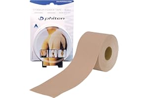 Phiten X30 Titanium Power Tape Roll - Water-Resistant Kinesiology Tape for Muscle, Knee, Shoulder and Joint Support - Professional Sports Therapeutic Athletic Kinesio Tape - Beige, 2” x 14.7’