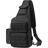 BAIGIO Tactical EDC Sling Bag Black Military One Strap Shoulder Backpack Small Molle Range Bags Chest Pack