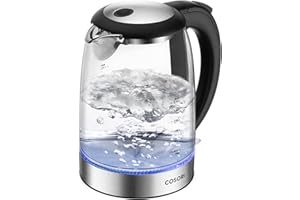 COSORI Electric Kettle 1.7L, 1500W Wide Opening Glass Tea Kettle & Hot Water Boiler, Stainless Steel Filter And Inner Lid, LE