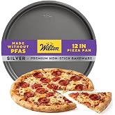 Wilton Silver Non-Stick Pizza Pan, Made Without PFAS, 12 in. | Non-Stick Steel Bakeware, Dishwasher Safe with 5-Year Limited Warranty, Perfect for Homemade Pizza &amp; Flatbread Baking