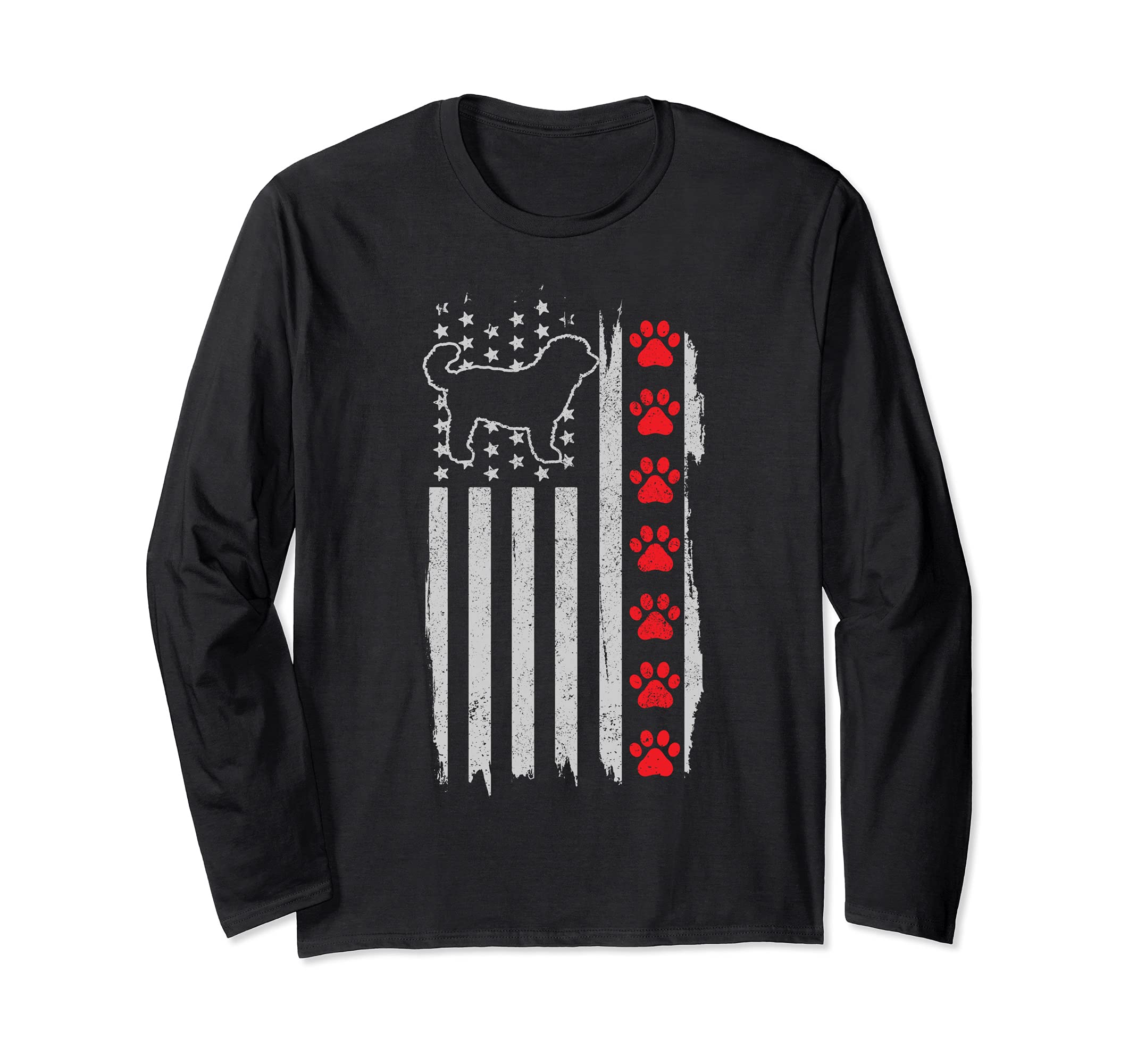 Goldendoodle American Flag 4th Of July Patriotic Doodle Dog Long Sleeve T-Shirt